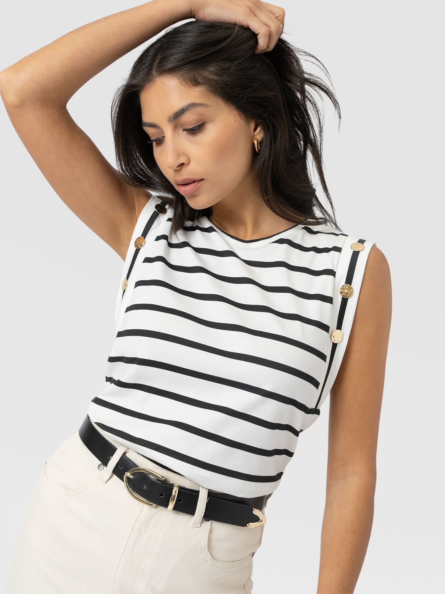 Rowan Tee - Black Stripe - Women's T-shirts | Saint + Sofia® EU